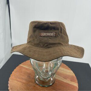 Driza - Bone cotton oilcloth slouch bucket hat Sz M brown